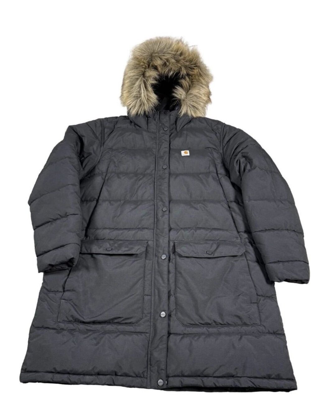 Carhartt Montana Relaxed Fit Insulated Parka Faux Fur Hood Black Women's M NWT